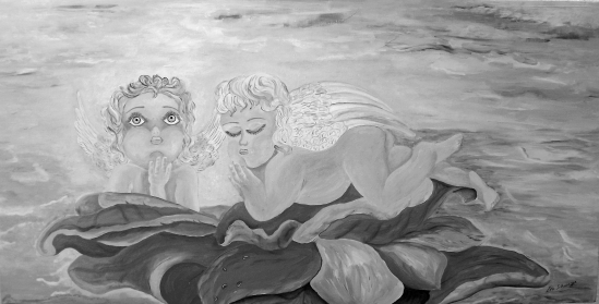 Anjos Amor 2 - Acrílica sobre tela - 60 x 100 Cm - 120 Euros